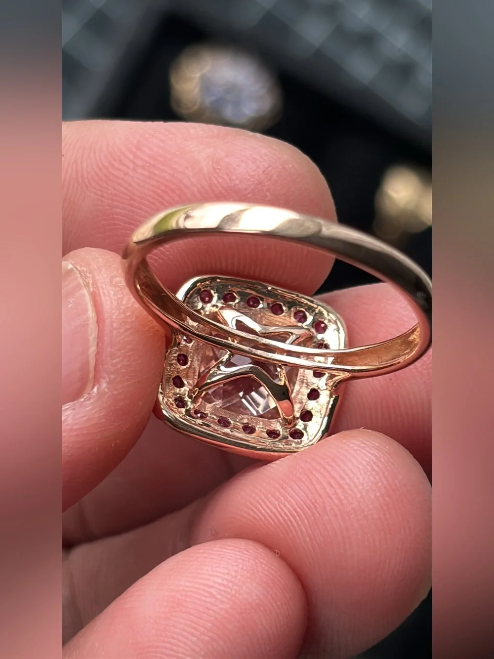 14k Rose Gold Ring Morganite and Pink Ring